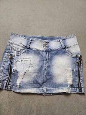 Stop Jeans Distressed Light Wash Denim Mini Skirt Size 12